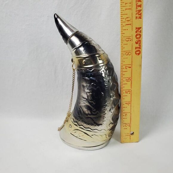 Vintage Silver Drinking Horn Decanter Music box Japan PAC - Picture 2 of 10